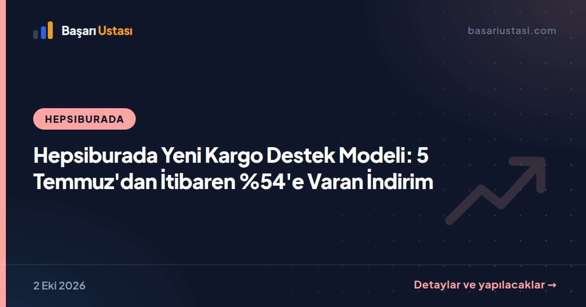 Hepsiburada Yeni Kargo Destek Modeli: 5 Temmuz'dan İtibaren %54'e Varan İndirim