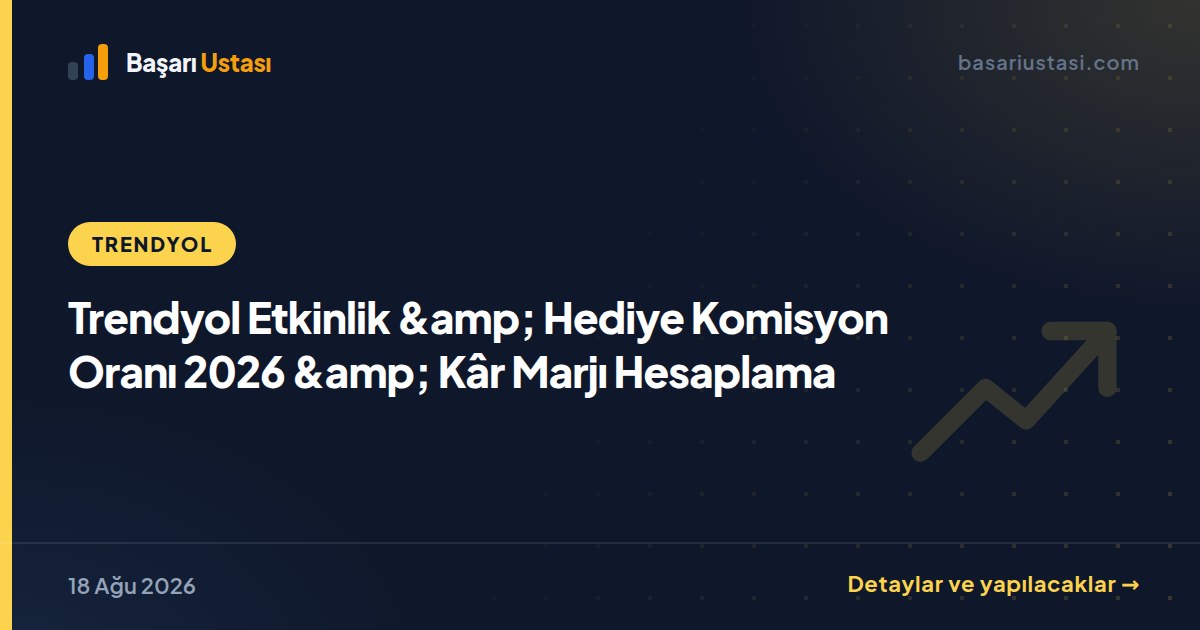 Trendyol Etkinlik &amp; Hediye Komisyon Oranı 2026 &amp; Kâr Marjı Hesaplama