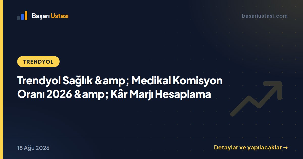 Trendyol Sağlık &amp; Medikal Komisyon Oranı 2026 &amp; Kâr Marjı Hesaplama