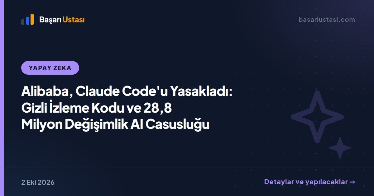 Alibaba, Claude Code'u Yasakladı: Gizli İzleme Kodu ve 28,8 Milyon Değişimlik AI Casusluğu