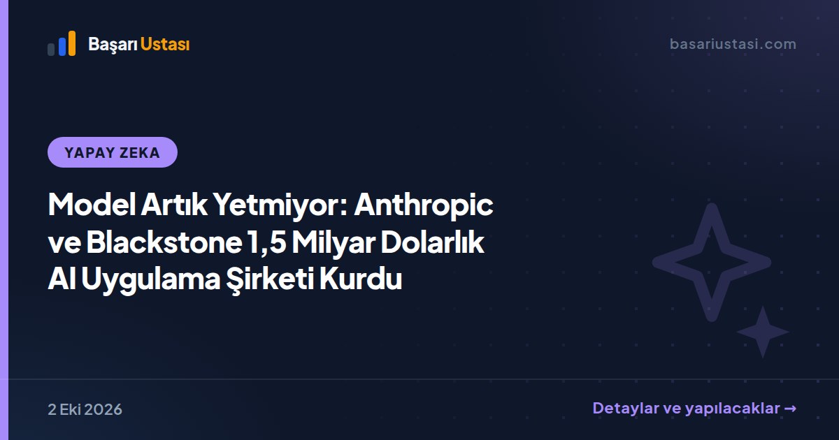 Model Artık Yetmiyor: Anthropic ve Blackstone 1,5 Milyar Dolarlık AI Uygulama Şirketi Kurdu