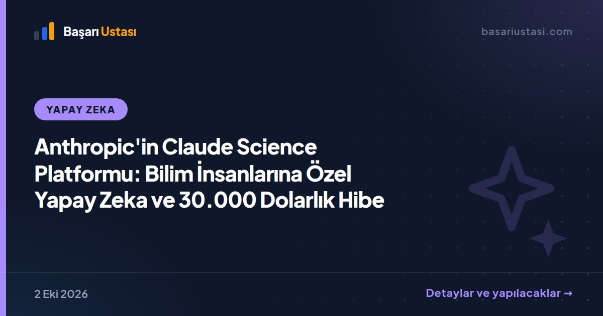 Anthropic'in Claude Science Platformu: Bilim İnsanlarına Özel Yapay Zeka ve 30.000 Dolarlık Hibe