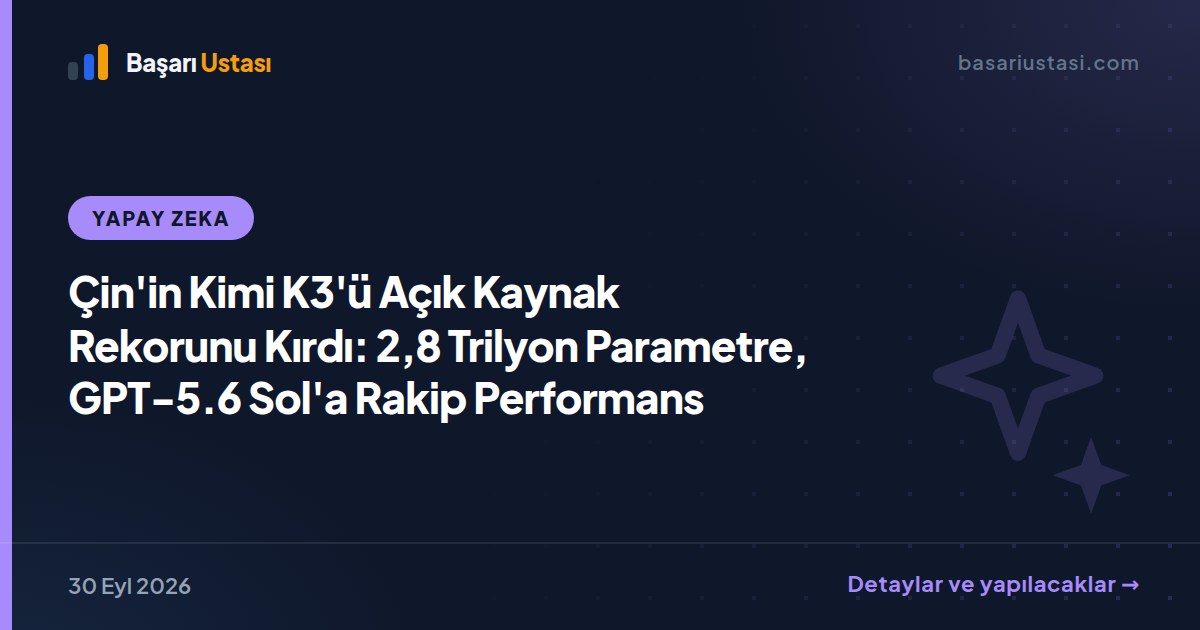 Çin'in Kimi K3'ü Açık Kaynak Rekorunu Kırdı: 2,8 Trilyon Parametre, GPT-5.6 Sol'a Rakip Performans